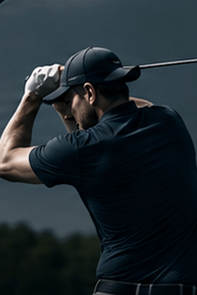 Golf player swinging a club