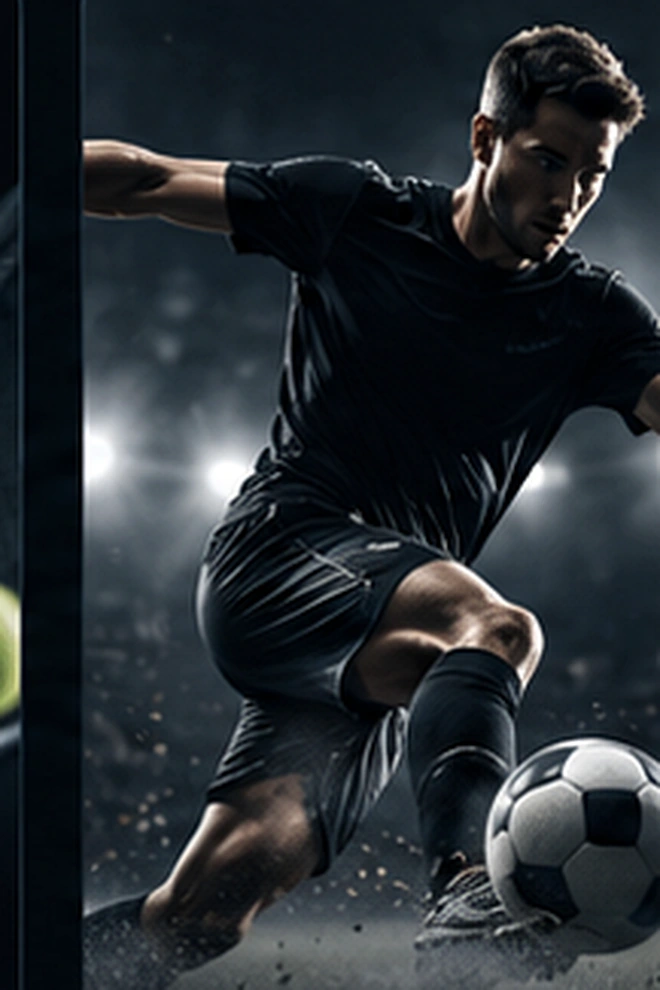 Soccer player striking a ball